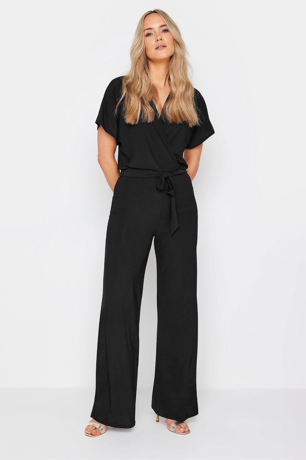 

Комбинезон с запахом и V образным вырезом Long Tall Sally, черный