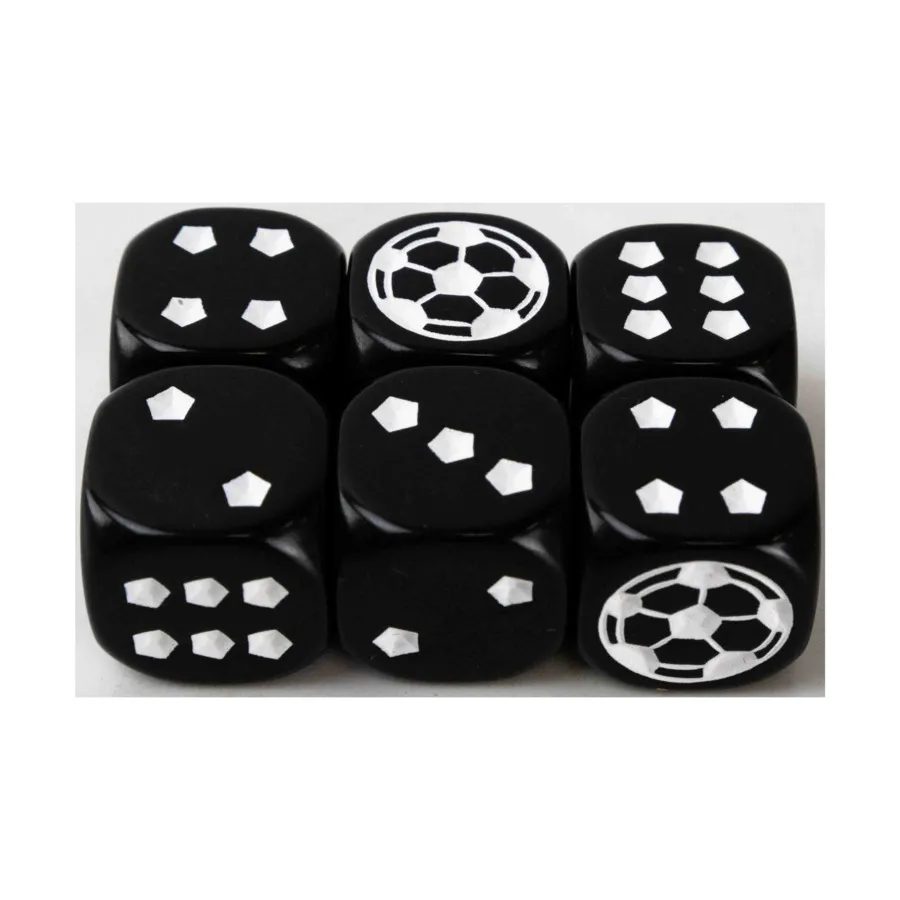 

d6 Кости для футбольного мяча — черные с белым (6), Dice - Themed Dice