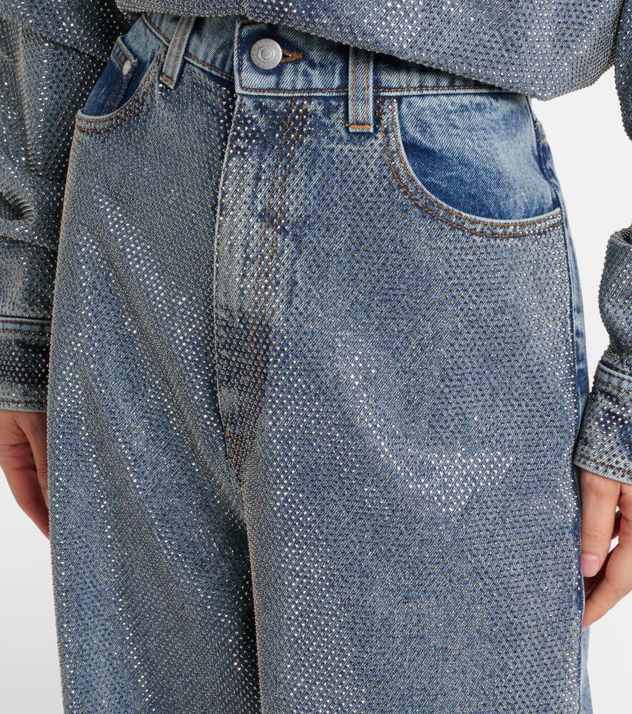 Джинсы с кристаллами и широкими штанинами Stella McCartney, Vintage Blue Denim — фото 4
