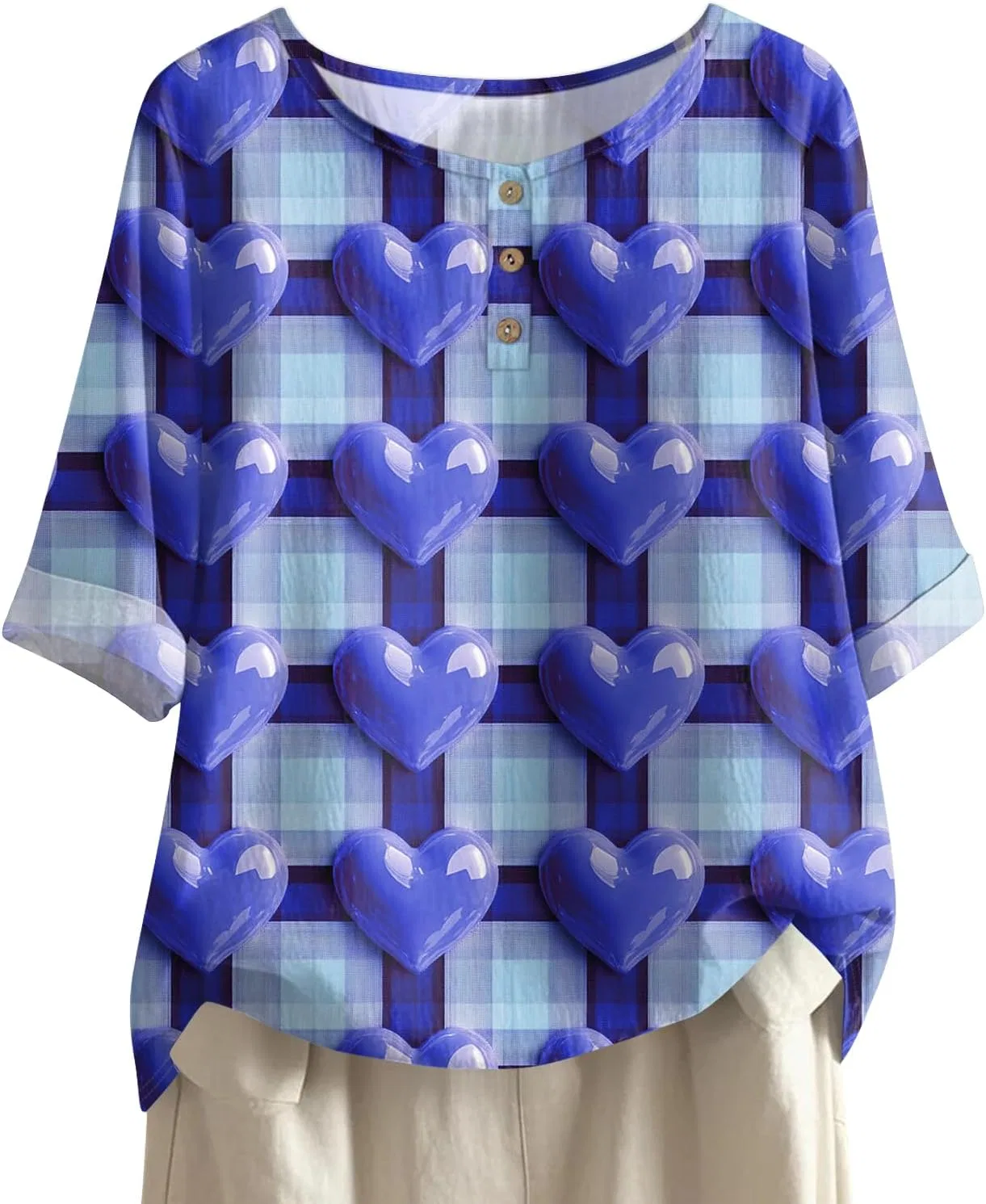 Блуза с коротким рукавом, женская, Cotton Linen, 3-dark Purple
