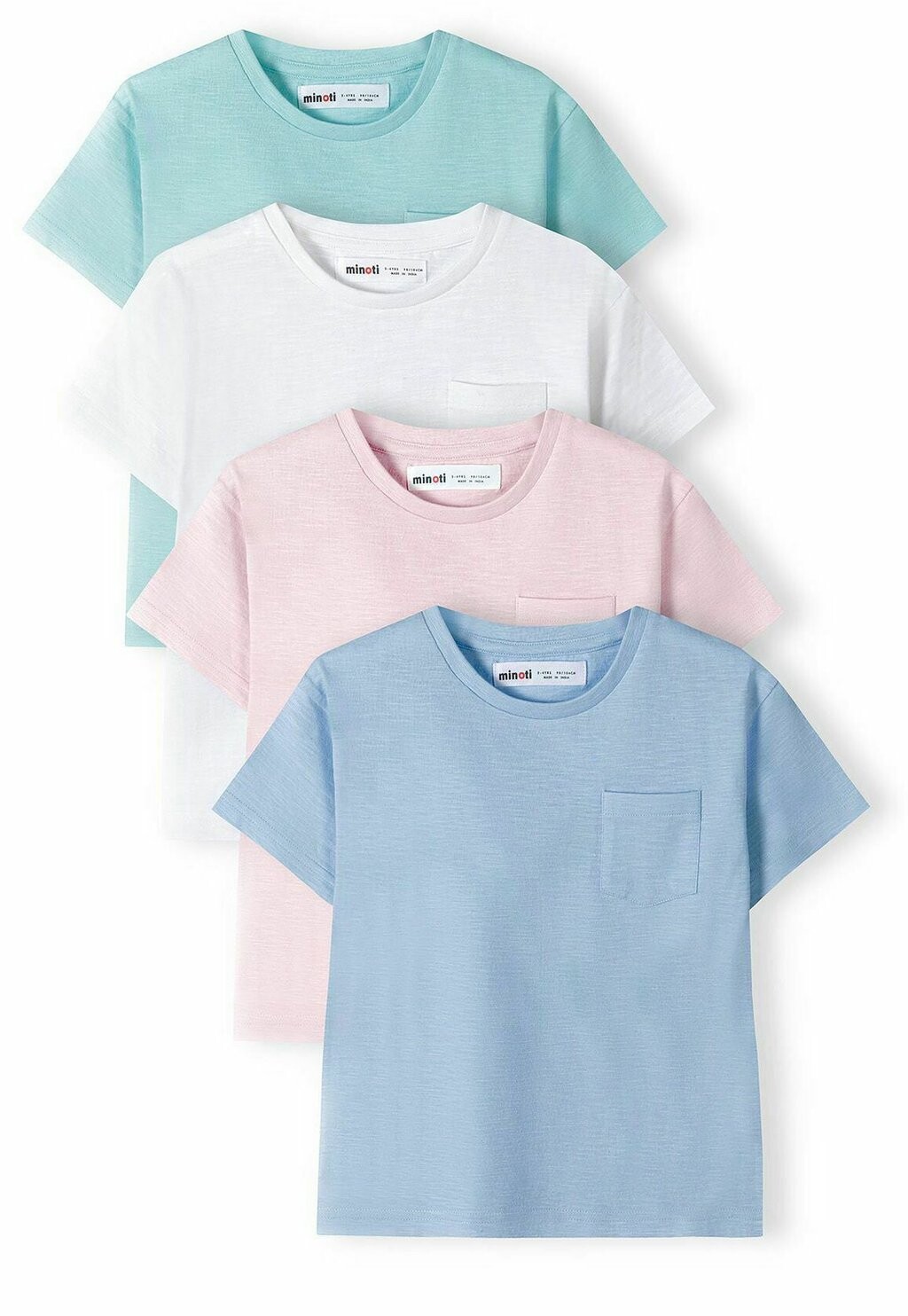 

Футболка базовая 4 PACK MINOTI, цвет white pink blue mint