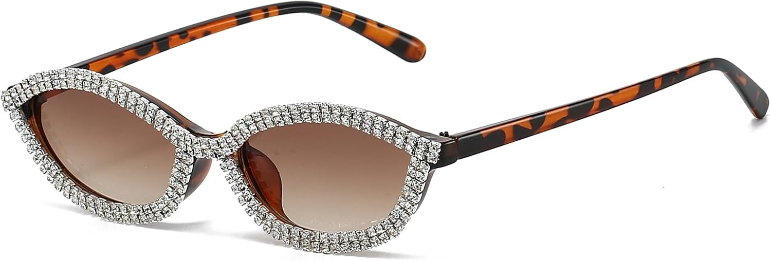 

Солнцезащитные очки LJCZKA «Кошачий глаз» овальной формы со стразами для женщин, ретро-стиль, маленькие, с бриллиантами, в оправе, украшенной драгоценными камнями, для костюмированных вечеринок, Leopard Brown