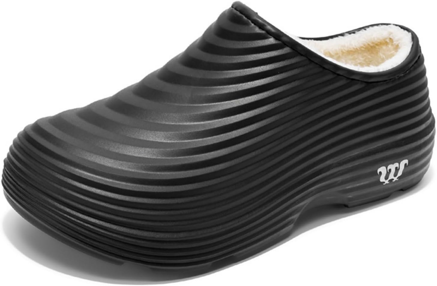 

Меховые сабо для женщин и мужчин, водонепроницаемые, противоскользящие, для поваров, зимние теплые мюли с флисом, дышащие, для прогулок и работы в саду, обувь для медсестер, для дома и улицы Movnebyro, черный