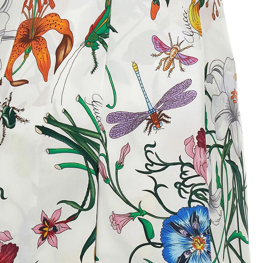 Юбка плиссированная GUCCI с цветочным принтом, элегантная, белая — фото 4