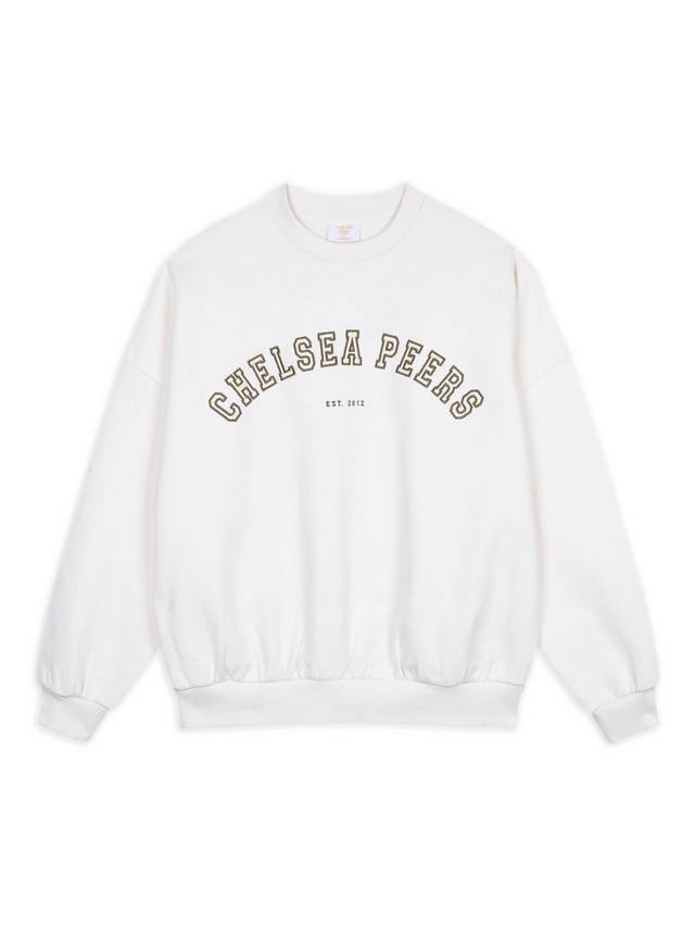

Свитшот из чистой органической хлопковой ткани с логотипом Varsity Chelsea Peers, Cream