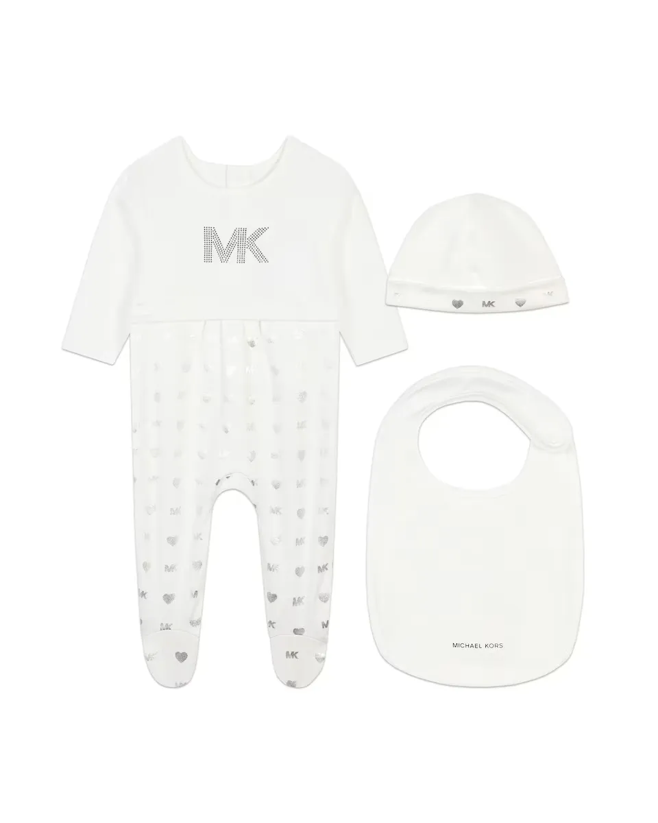 

Комплект пижамы и хлопкового нагрудника для девочки Michael Kors, белый