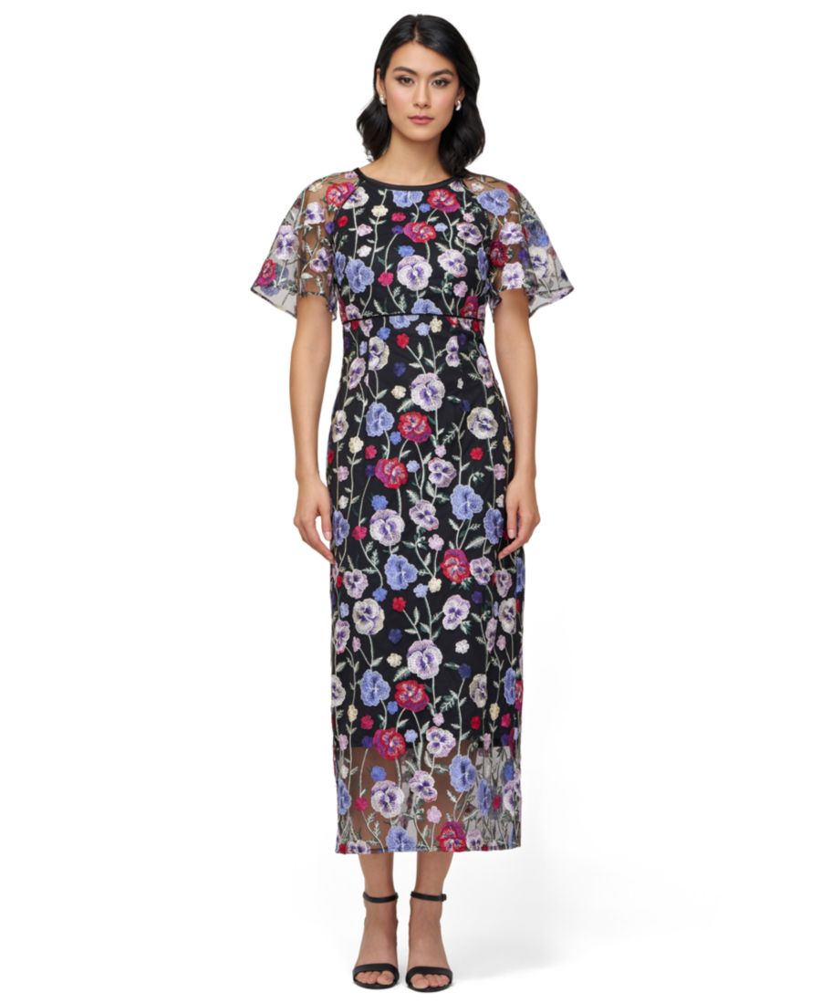 

Женское миди-платье с короткими рукавами и декором JS Collections, Black Multi