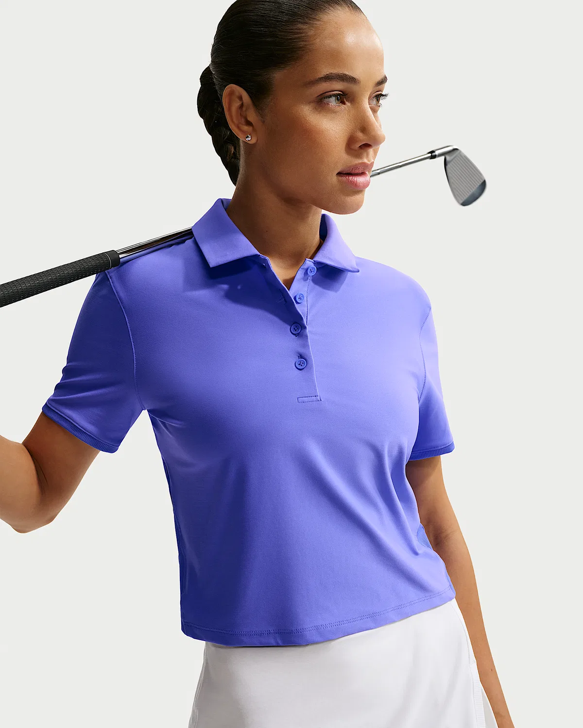 Женское поло Nike Victory Dri-FIT с коротким рукавом и укороченным кроем, Sapphire/White — фото 3