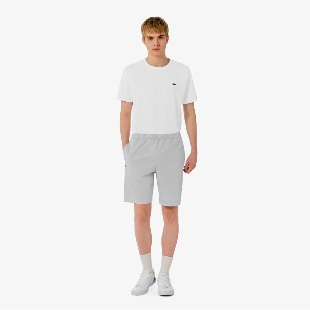 Мужские эластичные шорты из тканого материала светло-серые от Lacoste — фото 4