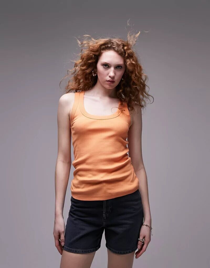 

Удлиненный топ на бретелях в рубчик Topshop Ultimate