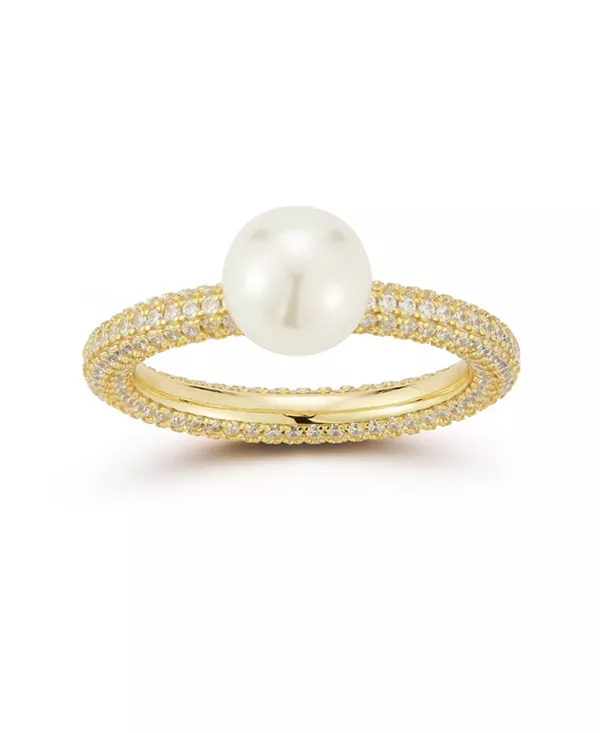 

Кольцо из стерлингового серебра с 14-каратным золотом и жемчужным паве Rachel Zoe, gold