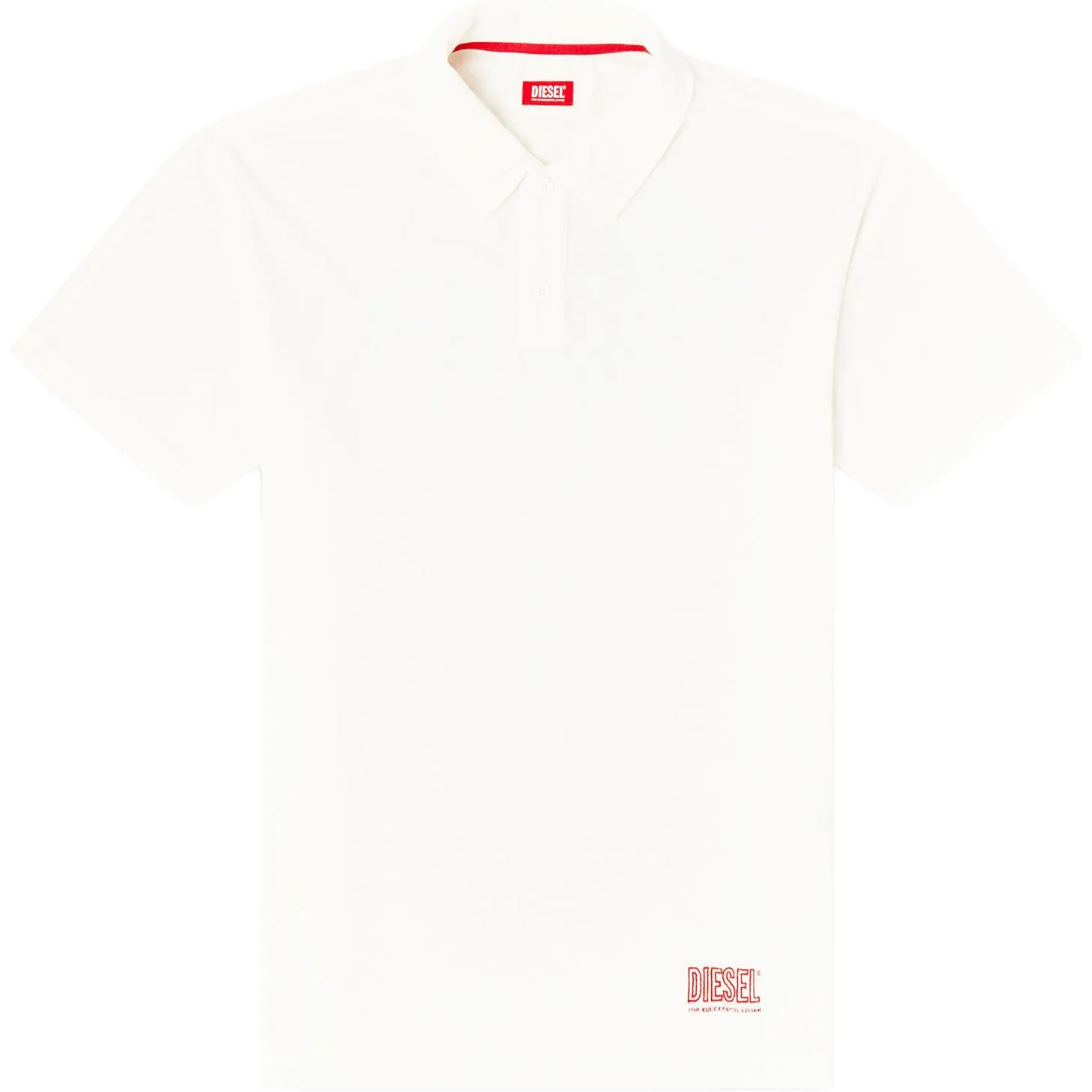 DIESEL Polo Shirt Men's White Polo Collar Moderate Straight Fit