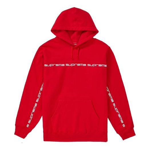 

Худи Supreme FW18 Text Stripe Hoodie 'Red', красный