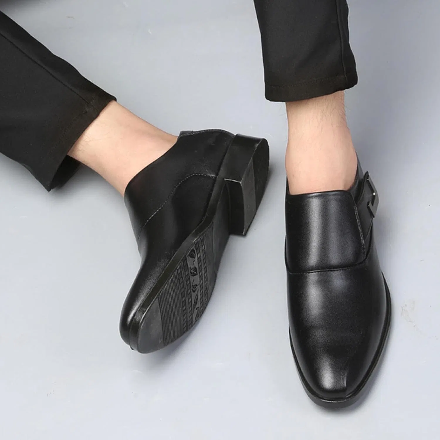 Туфли мужские, кожаные, Monk Strap Slip On, Black — фото 2