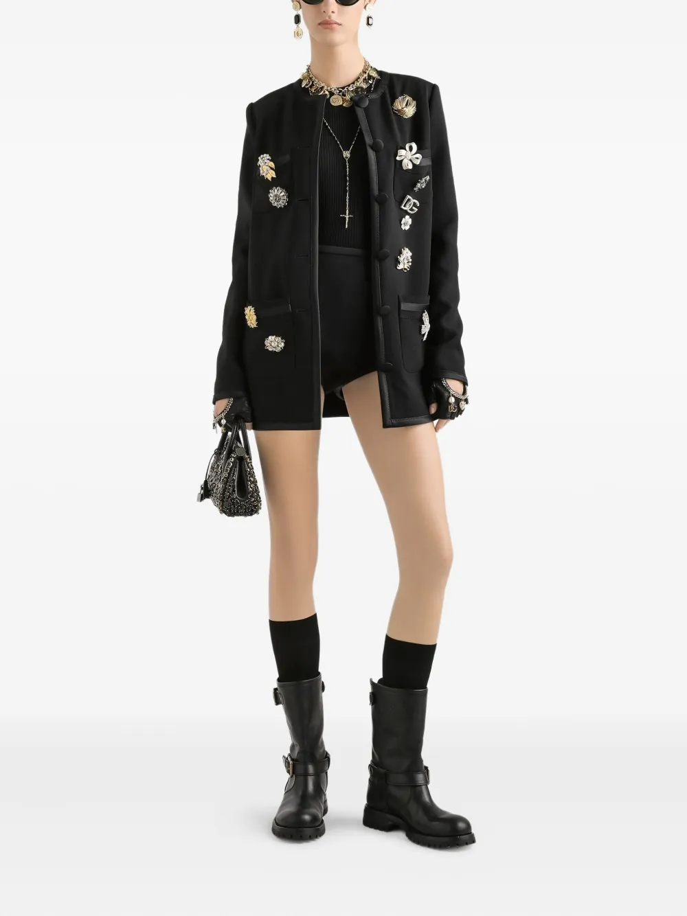 Короткие шорты с завышенной талией DOLCE & GABBANA, черный — фото 2