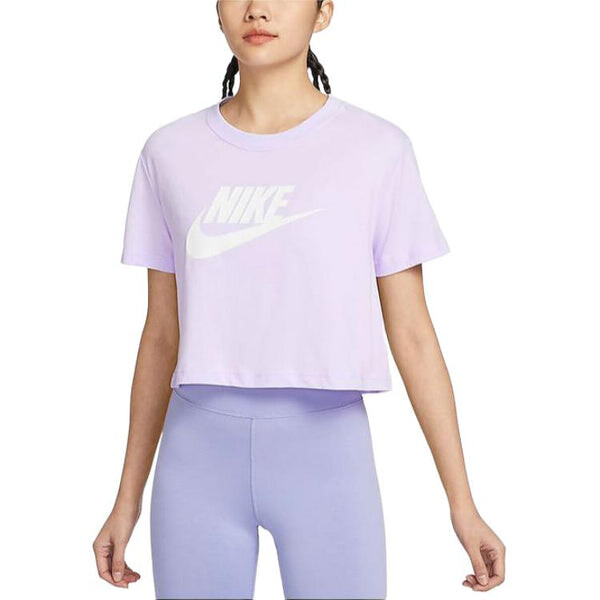 Футболка спортивная одежда основные укороченные топы Nike, фиолетовый — фото 2