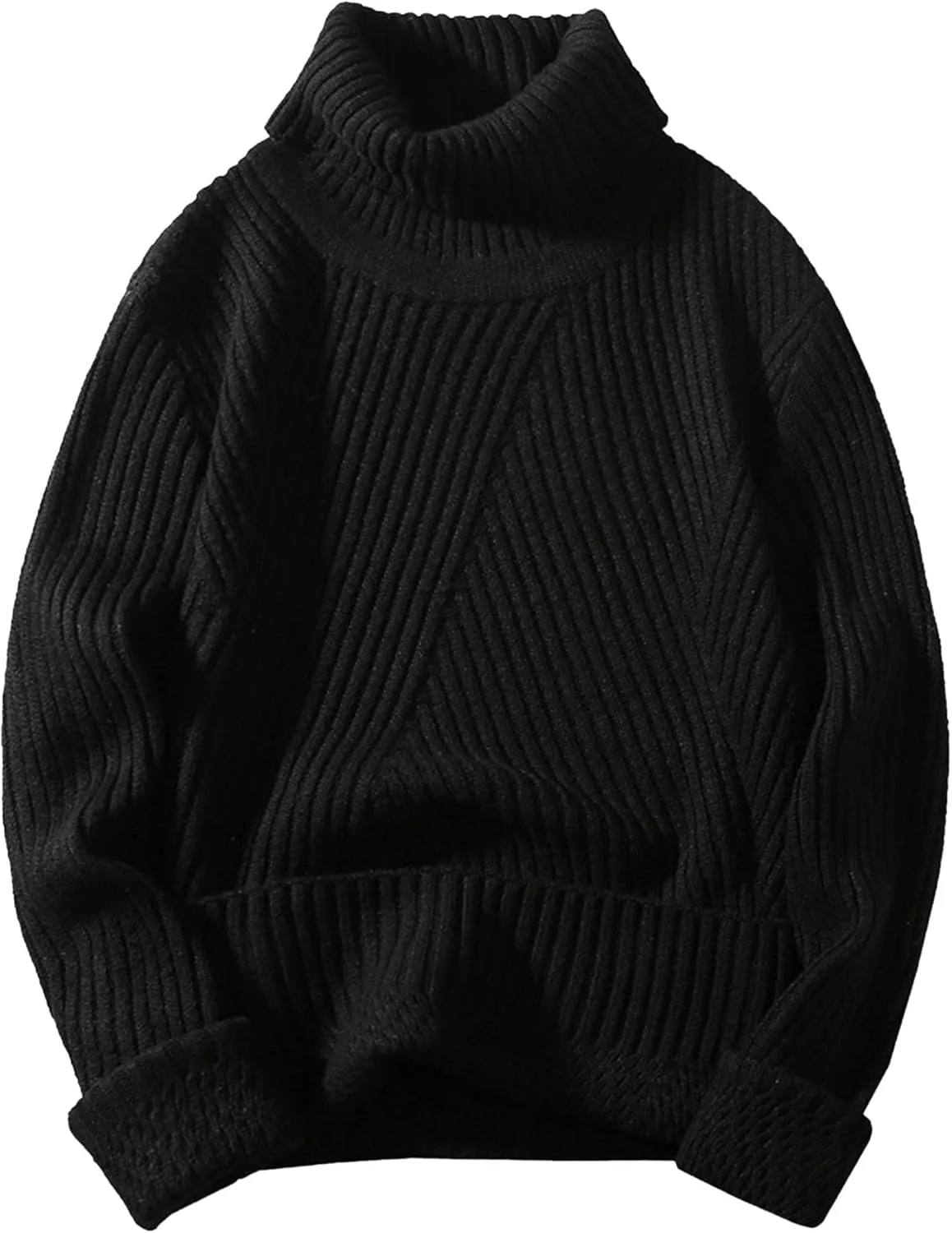 

Мужской свитер с высоким воротником и рельефной вязкой Slim Fit SWJGLITTR