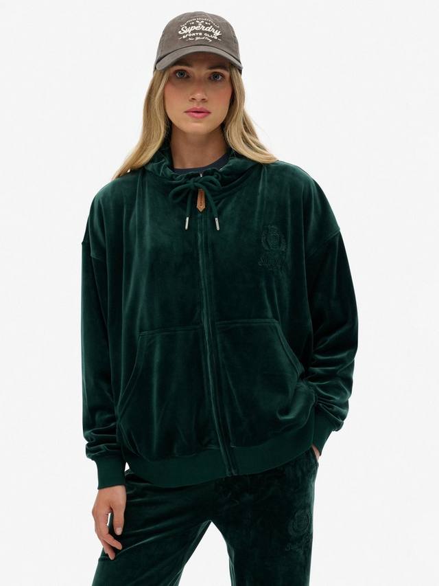 

Толстовка с молнией Country Club из велюра Superdry, Green