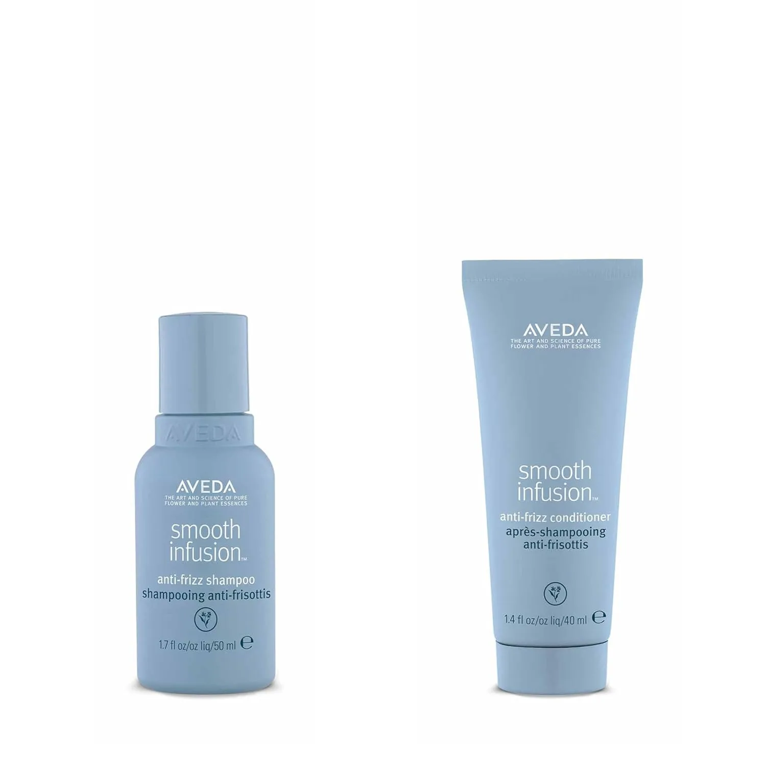 Набор шампунь и кондиционер Aveda Smooth Infusion против пушистости, для средних и густых волос, 95%+ натуральных ингредиентов, дорожный размер
