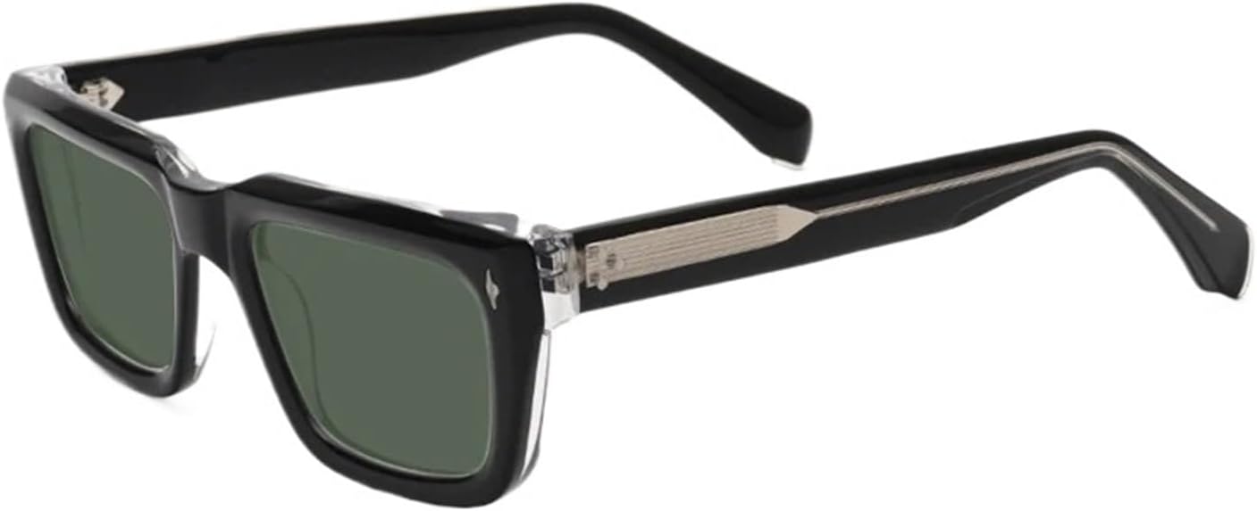 

Винтажные поляризованные ацетатные солнцезащитные очки для мужчин, ретро-дизайнерские солнцезащитные очки UV400, утолщенные солнцезащитные очки для женщин, ручная работа, роскошные очки QOGANS, Black T Green