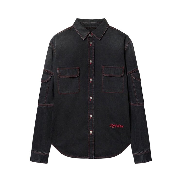 

Рубашка Off-White Script Samurai Den Shirt, цвет Vintage Black/Red
