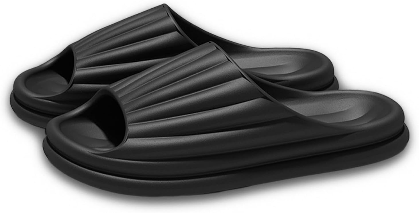 

Шлепанцы LOTUSTAR для женщин и мужчин с подушкой, шелловые тапочки, противоскользящие для ванной и душа, платформенные пенопластовые сандалии для дома и улицы, черный