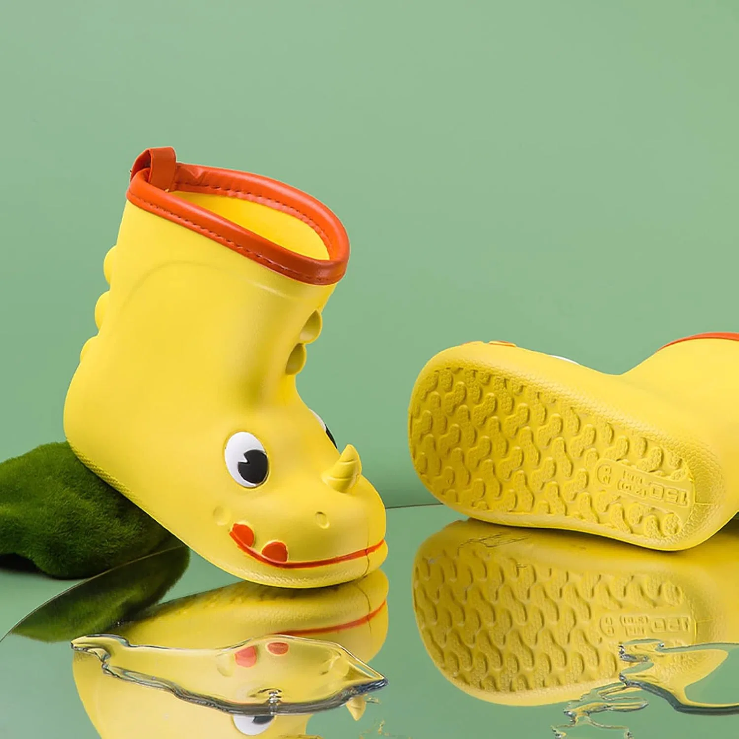 Детские сапоги резиновые для девочек с принтом Cartoon Animals, Yellow — фото 4