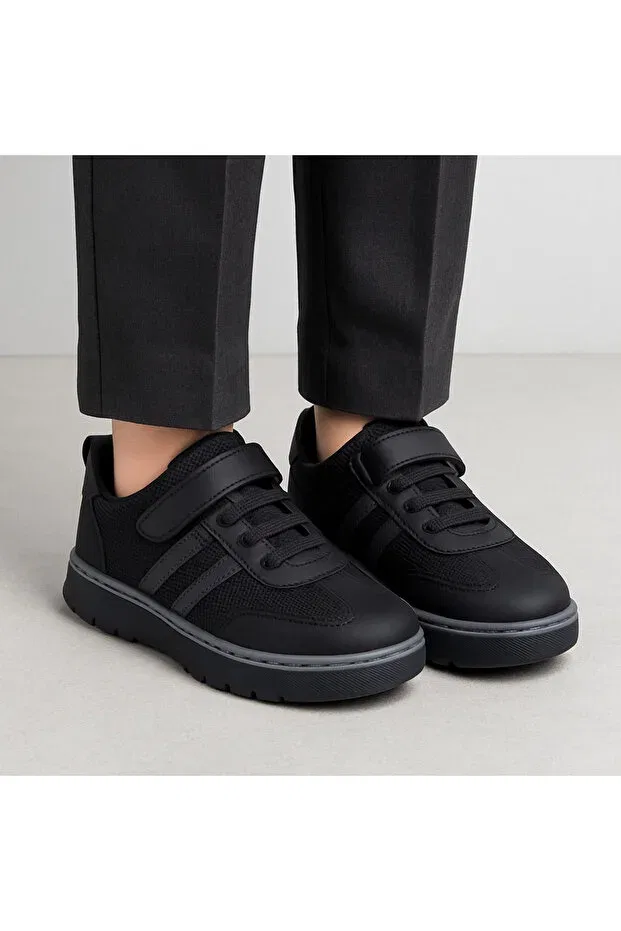 Детские туфли для девочек кожаные с ортопедической стелькой Jojo Kids, Black Gray