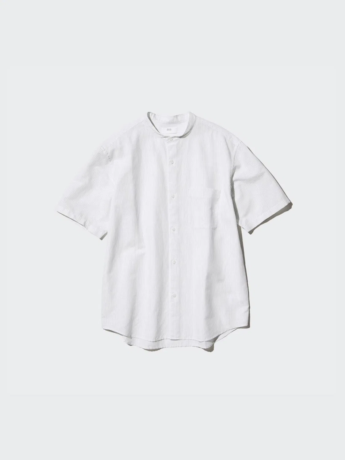 Рубашка с коротким рукавом в полоску из льна и хлопка Uniqlo, молочный