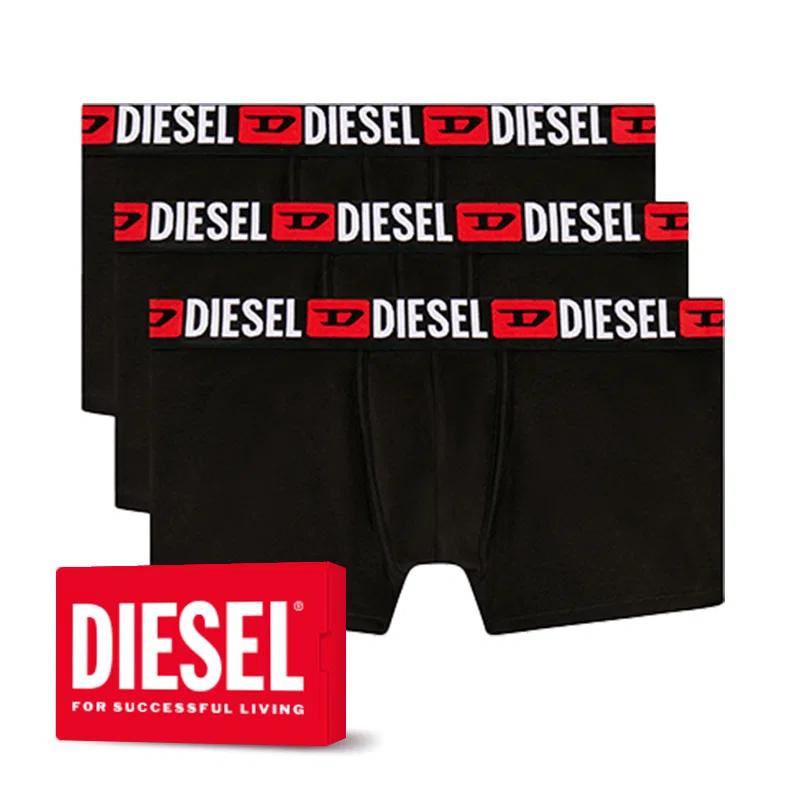 Мужские боксеры с логотипом на поясе, комплект из 3 штук, DIESEL, Black