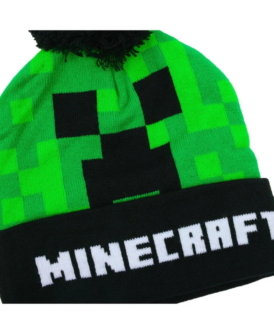 Комплект из двух шапок и варежек Creeper TNT Minecraft, Black Orange & White — фото 2