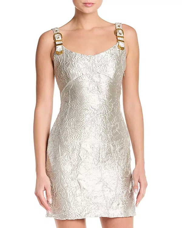 Женское платье с текстурой Crushed texture mini dress Versace, Ice Ivory