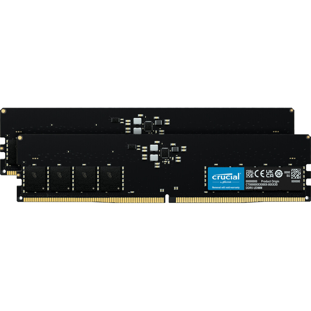 

Модуль памяти Crucial 32 Гб (2x16Гб), 5200 МГц, DDR5, CT2K16G52C42U5, черный
