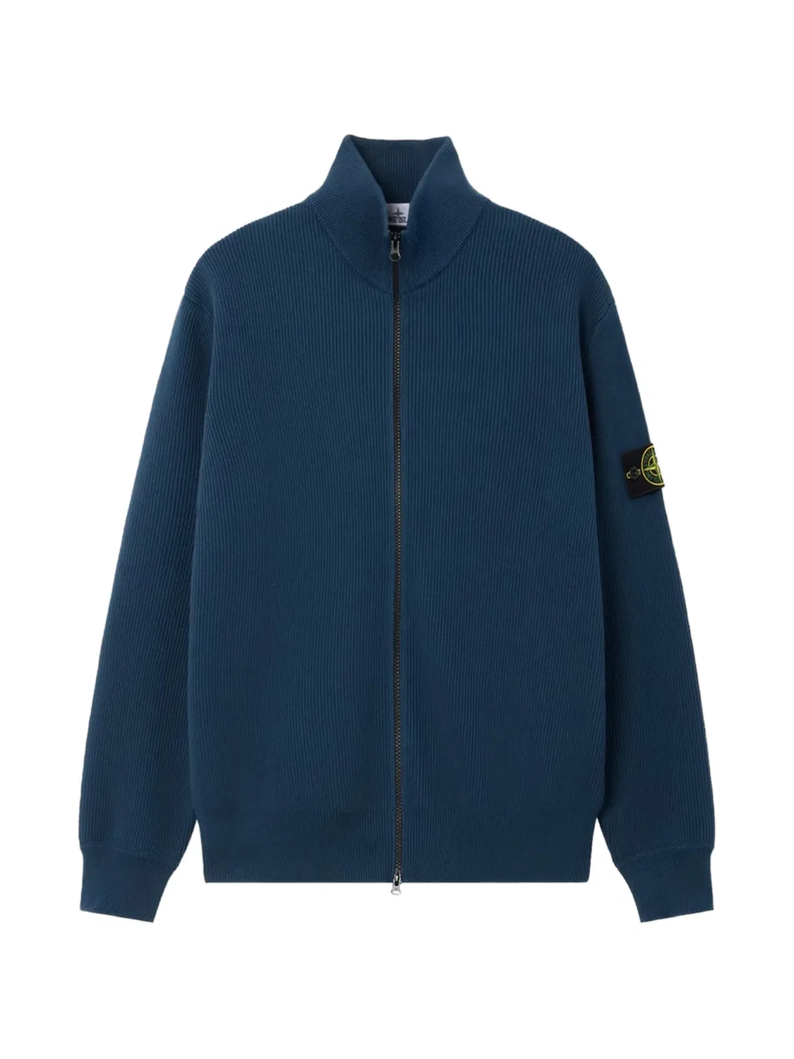 Stone Island Кардиган в рубчик с нашивкой-логотипом, синий