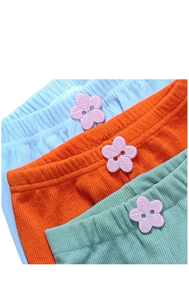 Детские леггинсы для девочек хлопковые комплект 3 шт Berat Moda, Blue-Mint-Orange