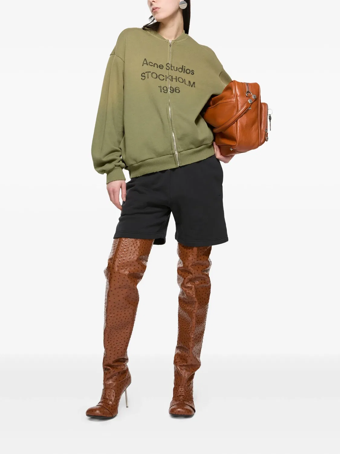 Acne Studios Кардиган на молнии с логотипом, зеленый — фото 3
