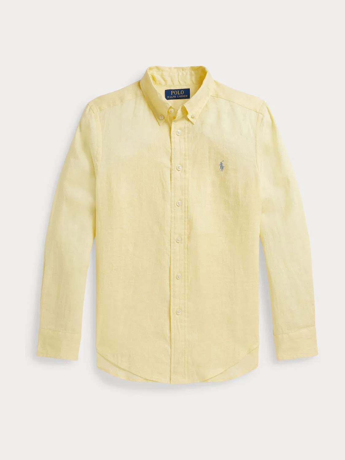 Рубашка из льна, модель с вышивкой Polo Ralph Lauren, бледно-желтый — фото 4