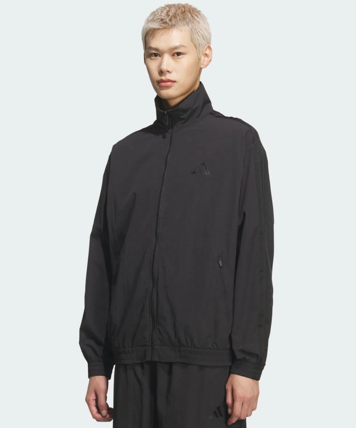 Мужская куртка-трактор с воротником-стойкой, свободного кроя Adidas, Black/Black