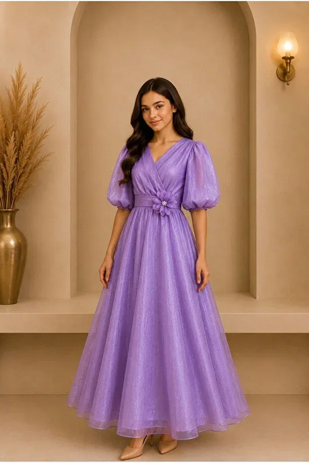Детское платье для девочек с коротким рукавом Party Esmagül Kids, Lila