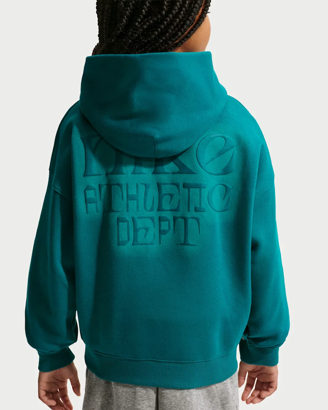 Толстовка большого размера для детей постарше Nike Sportswear Club Fleece, Bright Spruce/Energy/Bright Spruce — фото 4
