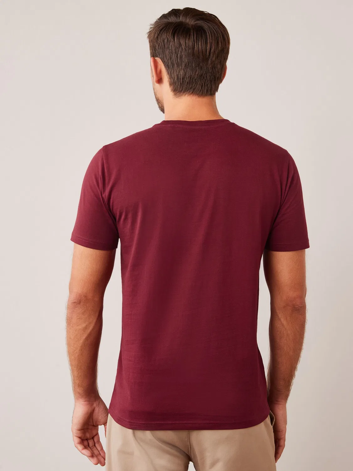 Футболка с круглым вырезом, Slim Fit, Essential Next, красный бургунди — фото 2