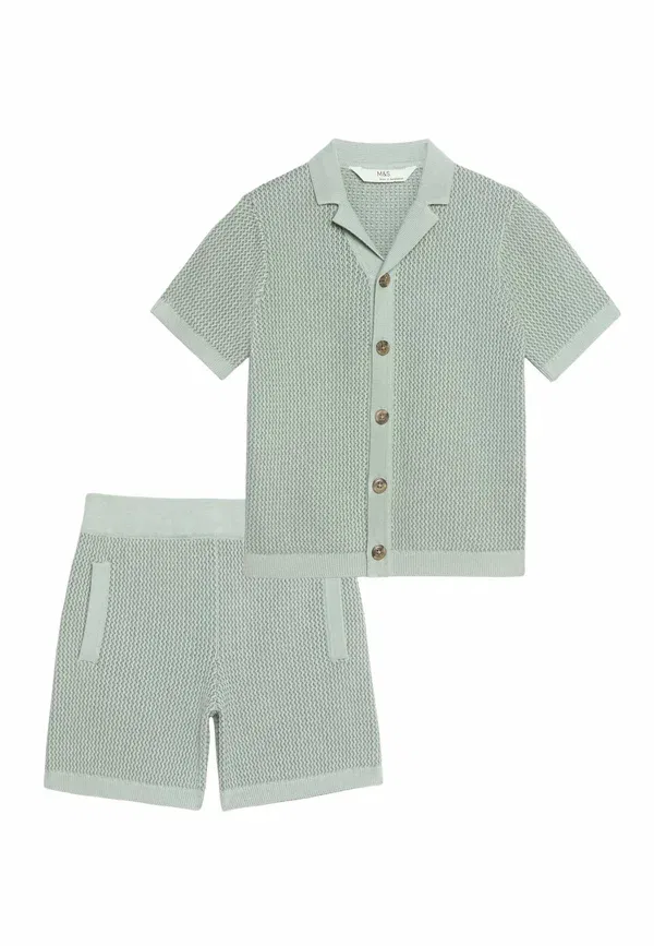 Комплект из шорт и топа, хлопок, Knitted set - shorts, Marks & Spencer, зеленый