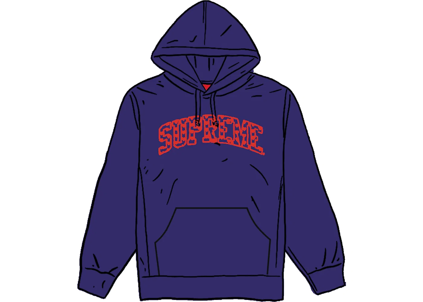 Мужское худи с капюшоном с принтом Supreme Hearts Arc Sweatshirt Supreme, Washed Navy