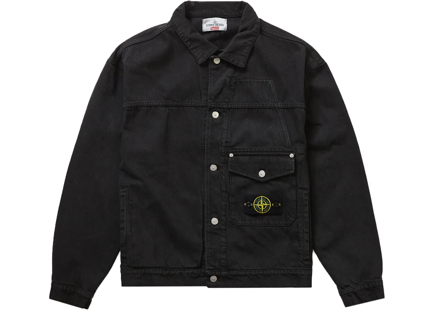 Мужская джинсовая куртка-тракер Supreme Stone Island Denim Trucker Jacket, Black