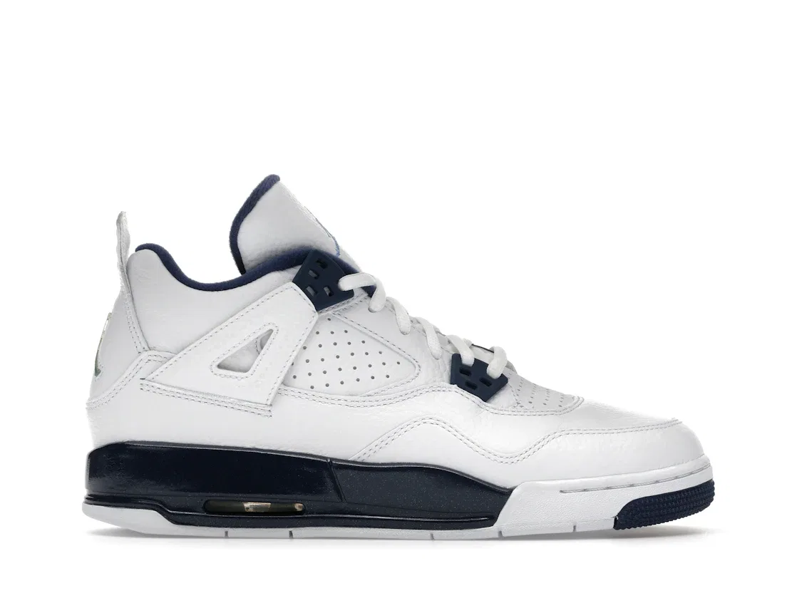 Детские кроссовки Lifestyle с верхом из кожи Jordan 4 Retro Jordan, White/Legend Blue-Midnight Navy