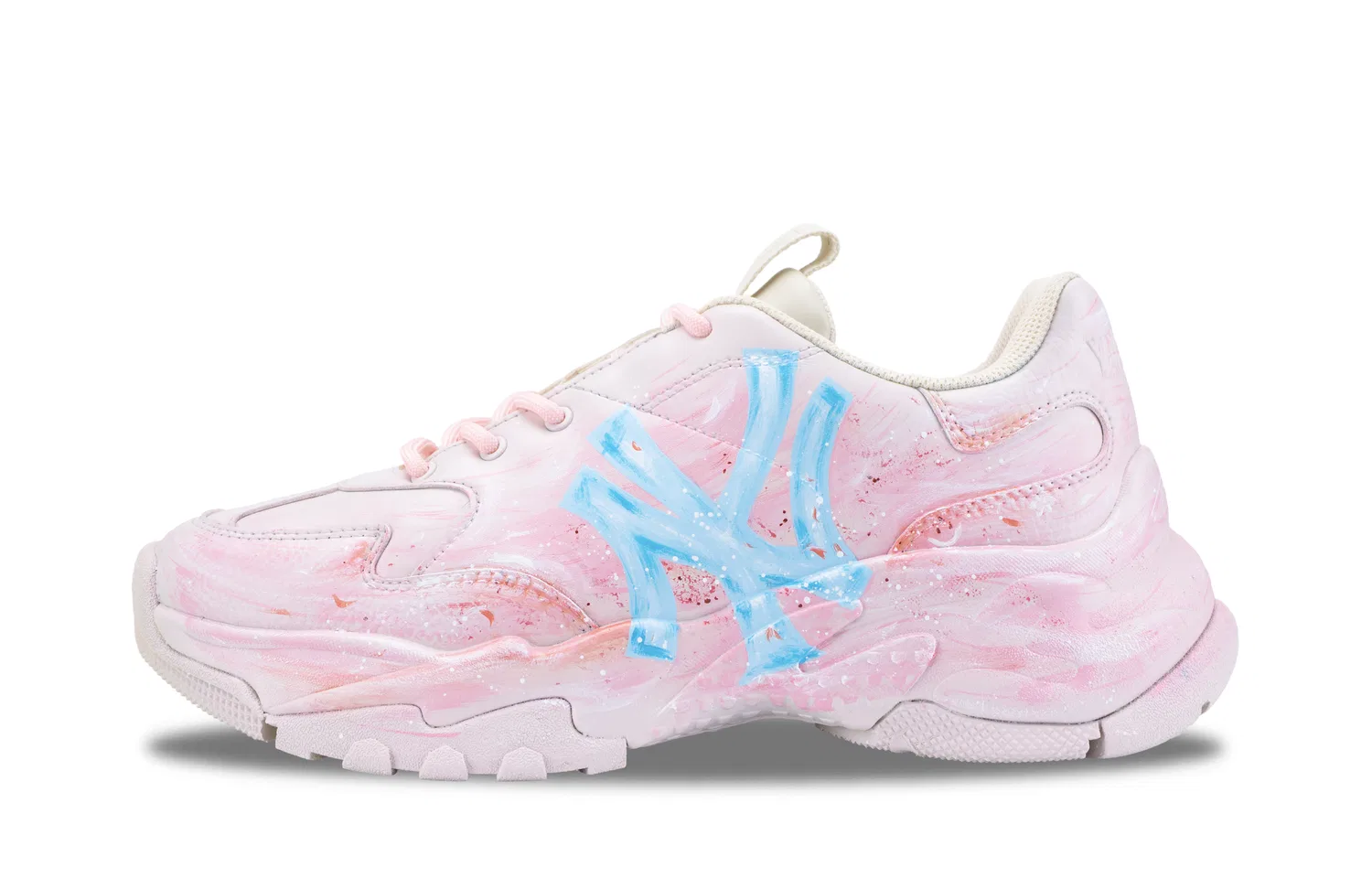 Детские кроссовки на толстой подошве MLB Big Ball Chunky, Pink Blue (Pink Shopping Bag) — фото 3
