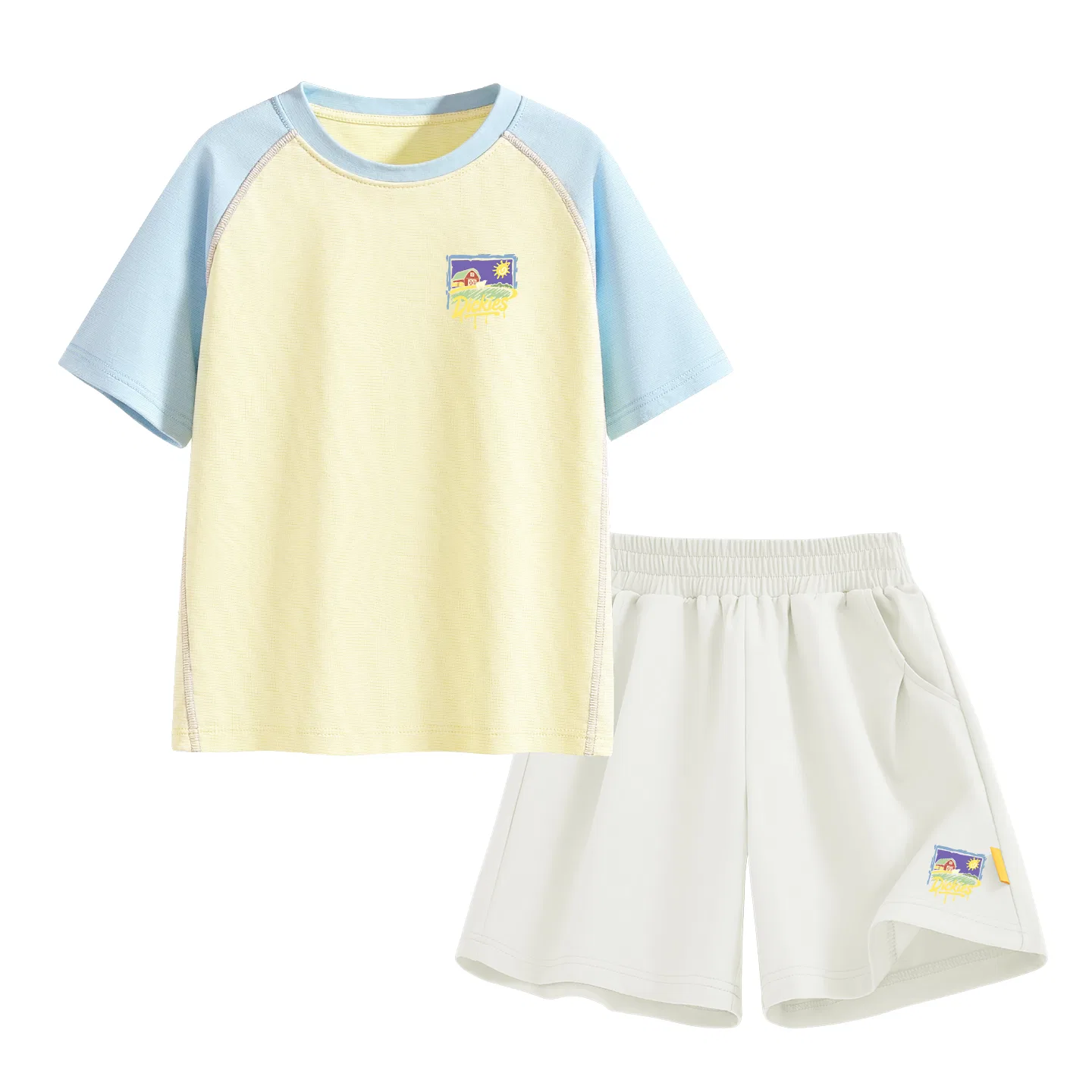 Детский спортивный комплект с принтом Suno Paint K Blue Yellow+Suno Paint K_Bottom Right Mist White, Dickies, Blue Yellow/Mist White