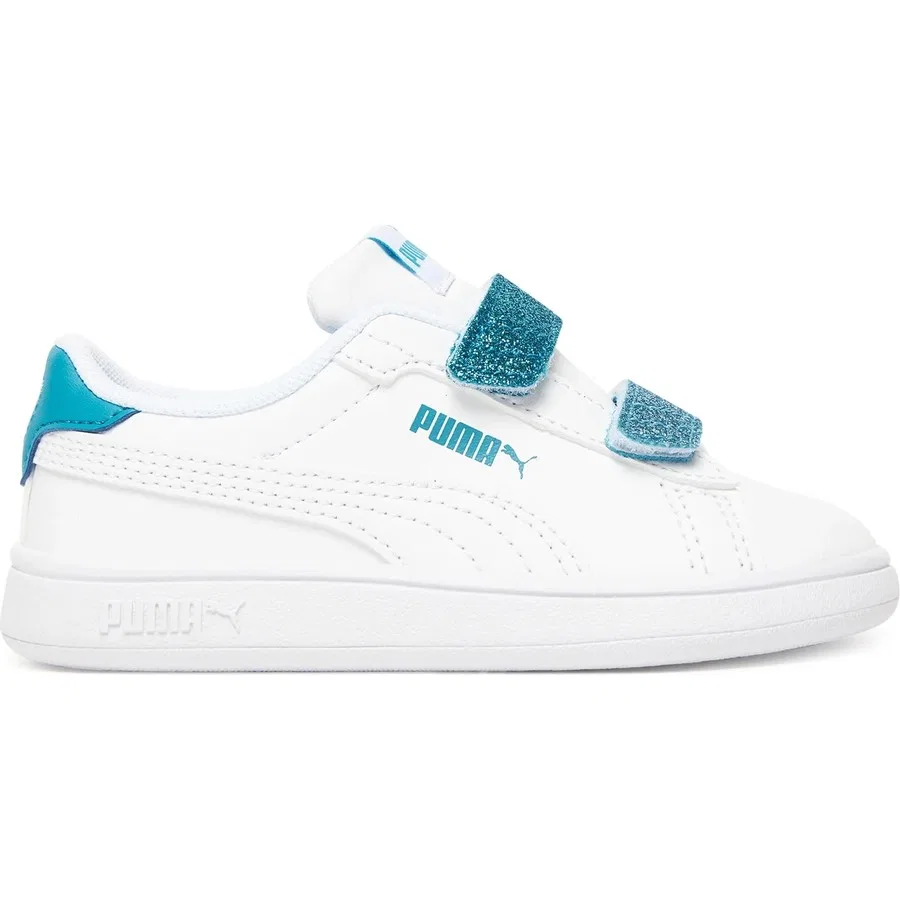Детские спортивные туфли с блестками Smash 3.0 L Glitter Velcro V Inf Puma, Белый — фото 4