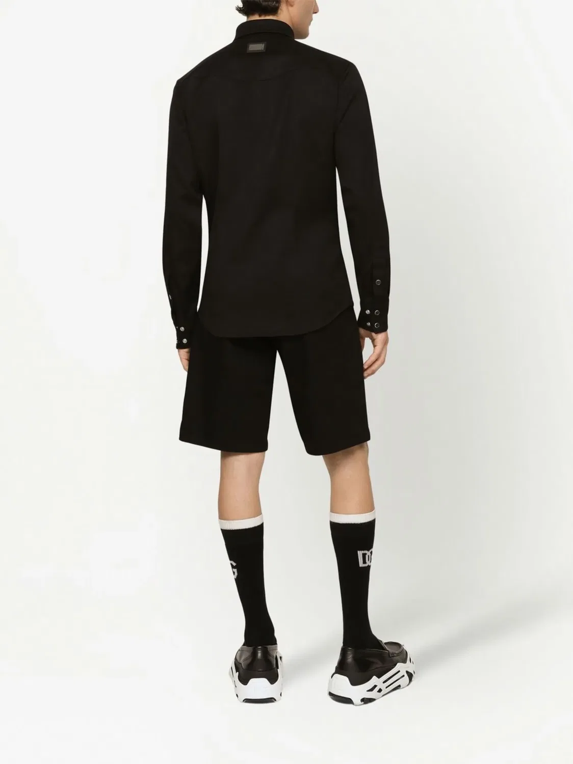 Dolce & Gabbana Рубашка из покрытого денима, черная — фото 4