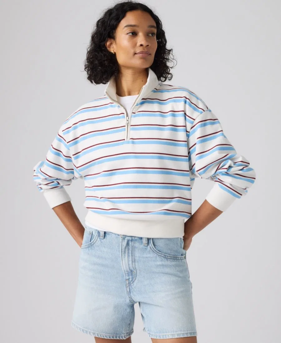 Женский свитшот из хлопкового флиса с четверть-молнией Levi's, Ruby Stripe Alaskan Blue — фото 2